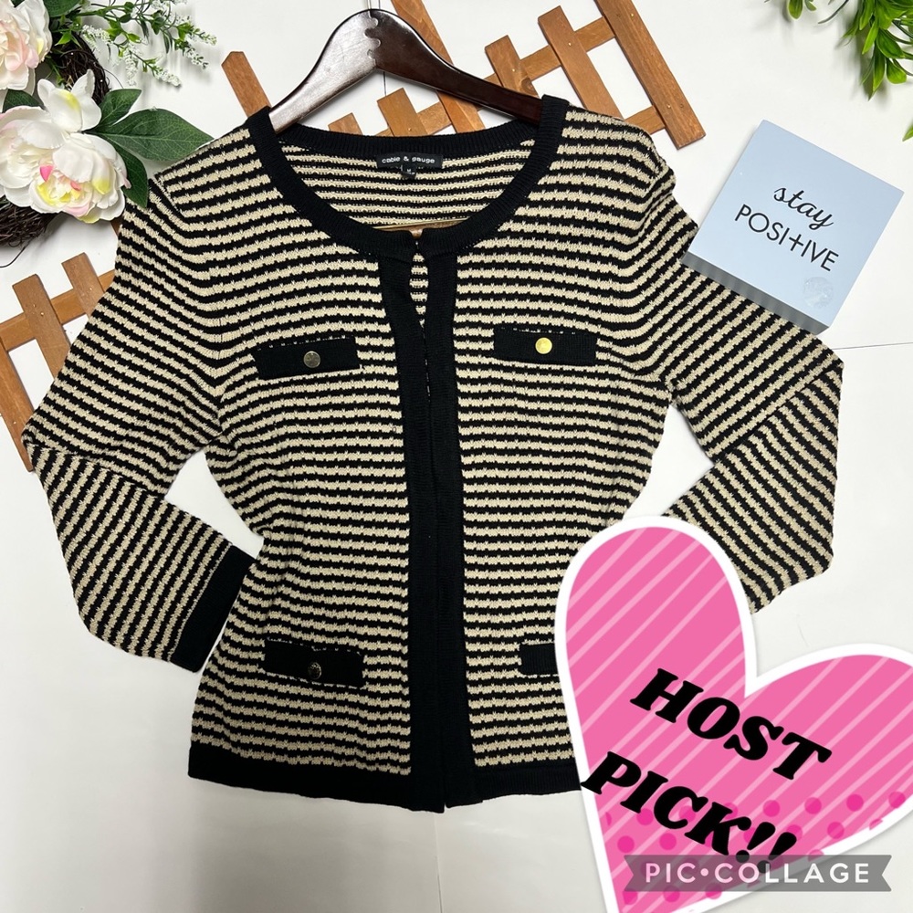 COPY - Cable & Gauge black stripe Knitted  blazer Size M